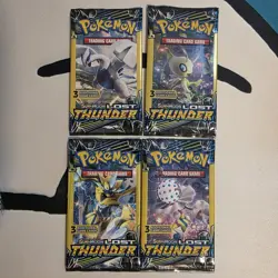 POKEMON Sun & Moon LOST THUNDER 3 Card Mini Booster Packs Complete Pack Art Set - Image 1