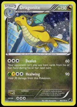Dragonite 83/116 Holo Rare Plasma Freeze Pokemon Card Heavily Played - Image 1