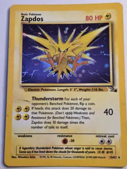 Zapdos Fossil Set 30/62 Pokemon Card 1999 - Vintage WOTC - Image 1