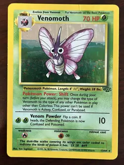 Venomoth 13/64 Jungle Set Rare Holo Vintage Pokemon TCG Card HP - Image 1