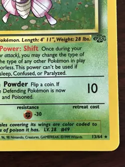 Venomoth 13/64 Jungle Set Rare Holo Vintage Pokemon TCG Card HP - Image 5