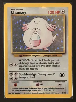 Pokemon TCG Chansey Base Set Unlimited Holo Rare - Image 1