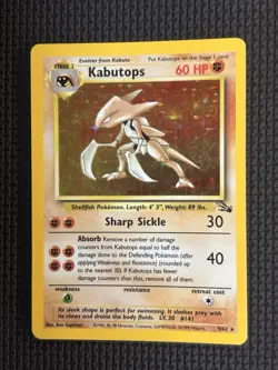 Pokemon TCG Kabutops Holo Rare Card 9/62 Fossil Unlimited 1999 MP - Image 1