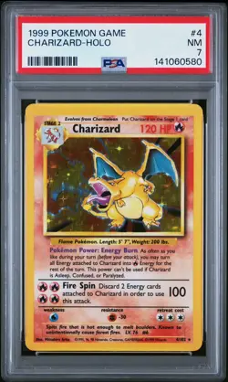 Pokemon TCG Charizard Base Set 4/102 Holo Unlimited Holo Rare - PSA 7 - Image 1