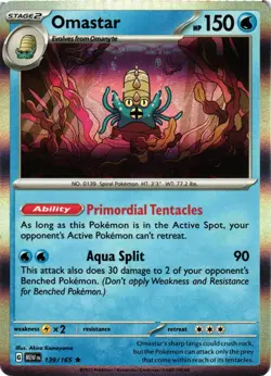 Pokemon TCG Omastar 139/165 Sv: Scarlet & Violet 151 Holo Rare NM - Image 1