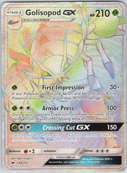 Golisopod GX 148/147 Rainbow Rare Burning Shadows Pokemon Holo LP - Image 1