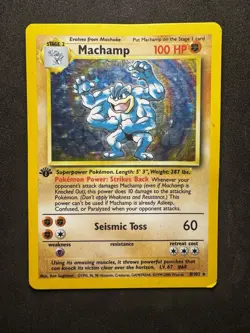 Pokemon TCG Machamp Holo 1st Edition 4th Print 1999 8/102 - Image 1