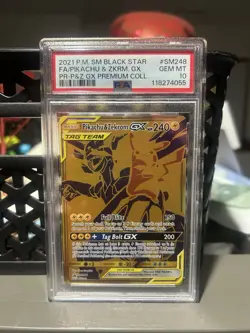 Pikachu & Zekrom GX SM248 Holo PSA 10 English. Pokemon Tag Team - Image 1