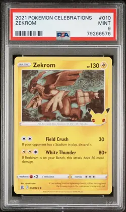PSA 9 Mint Pokemon 25th Anniversary Celebrations Holo Rare Zekrom 010/025 - Image 1