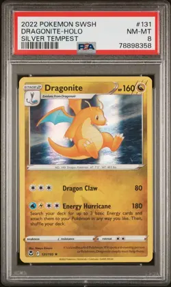 PSA 8 NM-MT 2022 Pokemon Sword Shield Silver Tempest 131 Dragonite Holo Foil - Image 1