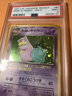 1997 Pokemon Japanese Rocket Dark Slowbro Holo #80 PSA Mint 9 Swirl - Image 2