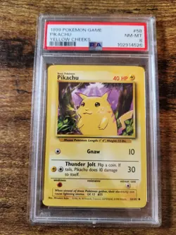 1999 Pokemon Base Set TCG Pikachu Yellow Cheeks PSA 8 NM-Mint 58/102 - Image 1