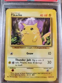 1999 Pokemon Base Set TCG Pikachu Yellow Cheeks PSA 8 NM-Mint 58/102 - Image 2