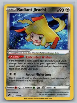 Radiant Jirachi 120/195 Radiant Rare Silver Tempest Pokemon Near Mint - Image 1