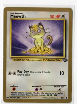 Pokemon Meowth - (Gold Bordered Promo) Jungle 56/64 Vintage WOTC LP - Image 1