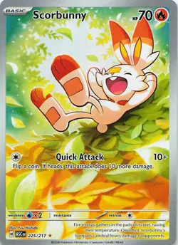 Scorbunny 225/217 Illustration Rare Ascended Heroes Pokemon Holo Near Mint - Image 1
