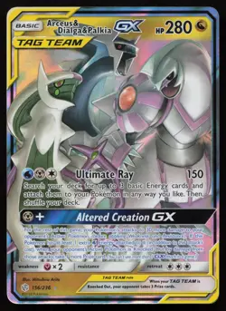 Arceus & Dialga & Palkia GX 156/236 Holo Tag Team Cosmic Eclipse English NM - Image 1