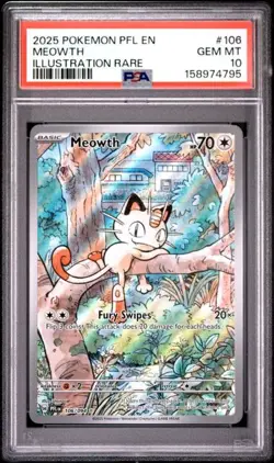 Pokemon Meowth Phantasmal Flames Illustration Rare #106 PSA 10 Gem Mint - Image 1