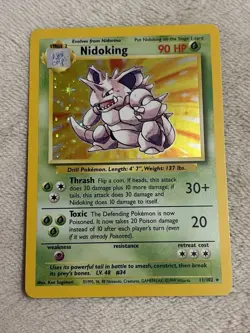 WotC Pokemon TCG Nidoking 11/102 Base Set Holo Rare English Stage 2 90 HP 1999 - Image 1
