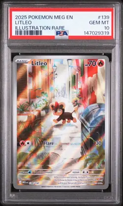 2025 POKEMON MEG EN-MEGA EVOLUTION ILLUSTRATION RARE #139 LITLEO PSA 10 - Image 1
