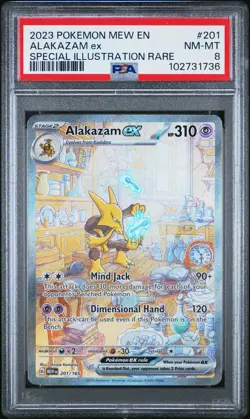 2023 POKEMON MEW EN-151 SPECIAL ILLUSTRATION RARE #201 ALAKAZAM EX PSA 8 - Image 1
