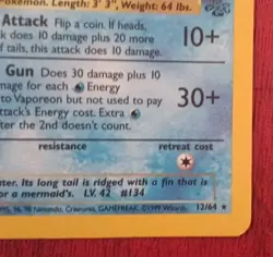 Pokemon TCG Vaporeon, Jungle 12/64 Holo Unlimited Holo Rare Card 1999, Wotc - Image 5