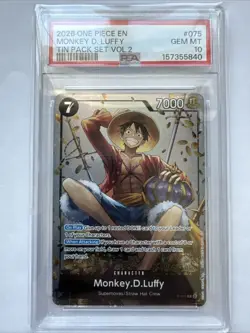 Namco One Piece Monkey D. Luffy P-075 Tin Pack Set Vol.2 Foil EN PSA 10 - Image 1