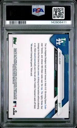 2025 Topps Now Will Klein #907 Los Angeles Dodgers Game 3 World Series PSA 10 - Image 2