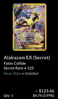 Pokemon TCG Alakazam-EX Fates Collide 125/124 Holo Secret Rare - Image 4