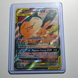 FULL ART Eevee & Snorlax GX ULTRA RARE SM Tag Team Up SM169 Pokemon TCG Promo LP - Image 2