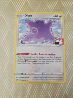 Ditto Pokemon Prize Pack Series 3 Pokemon Promo Card NM/LP Play Stamp - Image 1