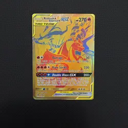 Reshiram & Charizard GX Gold Full Art Promo SM247 Pokemon Card NM Tag Team - Image 1