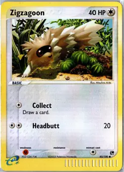 Pokemon Card - Zigzagoon 85/100 Sandstorm 2003 Common Reverse Holo MP - Image 1