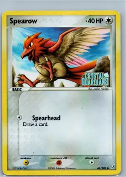 Pokemon Card - Spearow Crystal Guardians 61/100 Common Reverse Holo Stamped - Image 1