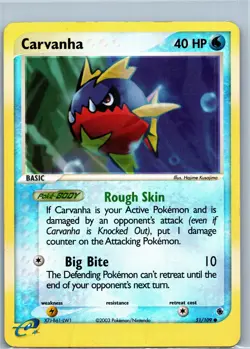 Pokemon Card - Carvanha Ruby and Sapphire 51/109 Common Reverse Holo - Image 1