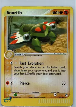 Anorith - 27/100 - Uncommon Reverse Holo Sandstorm Pokemon E Series Card - Image 1