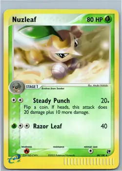 Nuzleaf 48/100 Reverse Holo EX Sandstorm Pokemon Card Vintage 2003 - Image 1