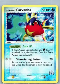 Pokemon Card - Team Aqua's Carvanha Team Magma vs Aqua 25/95 Reverse Holo - Image 1