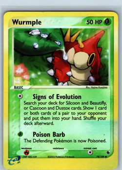 Pokemon Card Wurmple Reverse Holo 78/109 EX Ruby and Sapphire HP - Image 1