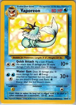 Vaporeon 28/64 Non Holo Jungle - Pokemon Card - NM - Image 1