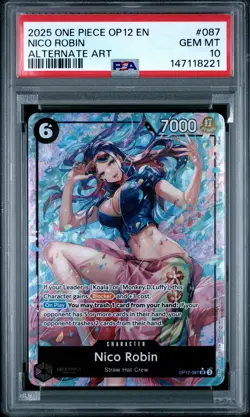 2025 ONE PIECE OP12-LEGACY OF THE MASTER ALTERNATE ART #087 NICO ROBIN PSA 10 - Image 1