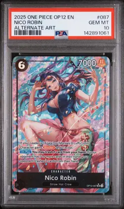 2025 ONE PIECE OP12-LEGACY OF THE MASTER ALTERNATE ART #087 NICO ROBIN PSA 10 - Image 1