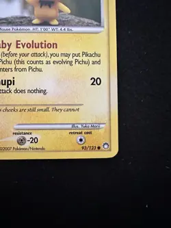 Pokemon TCG Pichu 93/123 Mysterious Treasures Non Holo Mint - Image 2