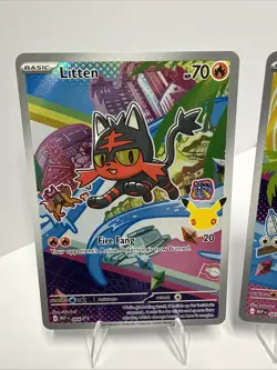 Pokemon 1st Partner 30th Anniversary Gen 7 Set (Rowlet, Kitten, Popplio) NM - Image 2