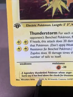 Pokemon TCG 1st Edition Zapdos 15/62 Fossil Set Holo Rare VTG WOTC MP-/HP - Image 5