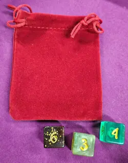 Magic the Gathering Lord of the Rings promo Dice Bag & Set of 3 D6 dice, new - Image 2
