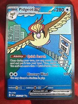 Pokemon TCG Pidgeot ex 225/197 Obsidian Flames illustration Rare - Image 1