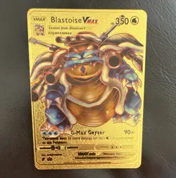 Pokemon TCG Blastoise VMAX 350 HP Gold Foil Metal Card Attack 90+ - Image 1