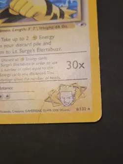 Pokemon TCG Lt. Surge's Electabuzz Holo Rare Card 6/132 Gym Heroes - Image 3