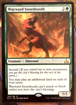 MTG Wayward Swordtooth - Rivals of Ixalan #150 LP Rare - Magic: The Gathering - Image 1